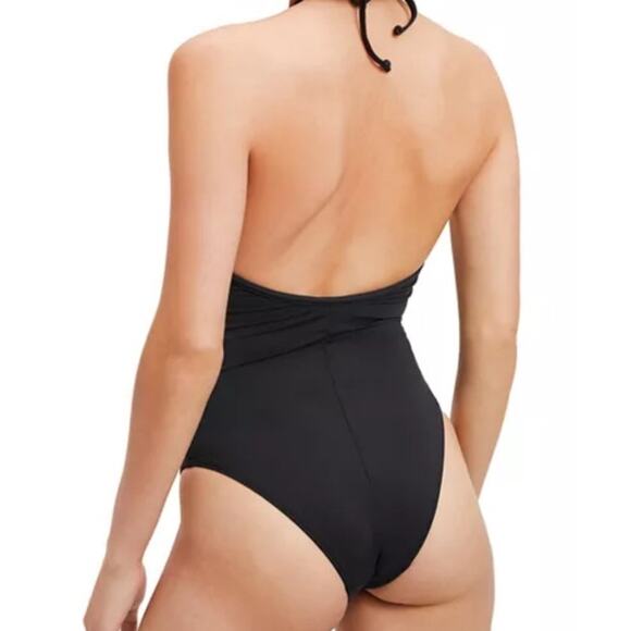 Good American swimsuit Leilani plunge one piece swimsuit halter size 1 Small S - Picture 6 of 7